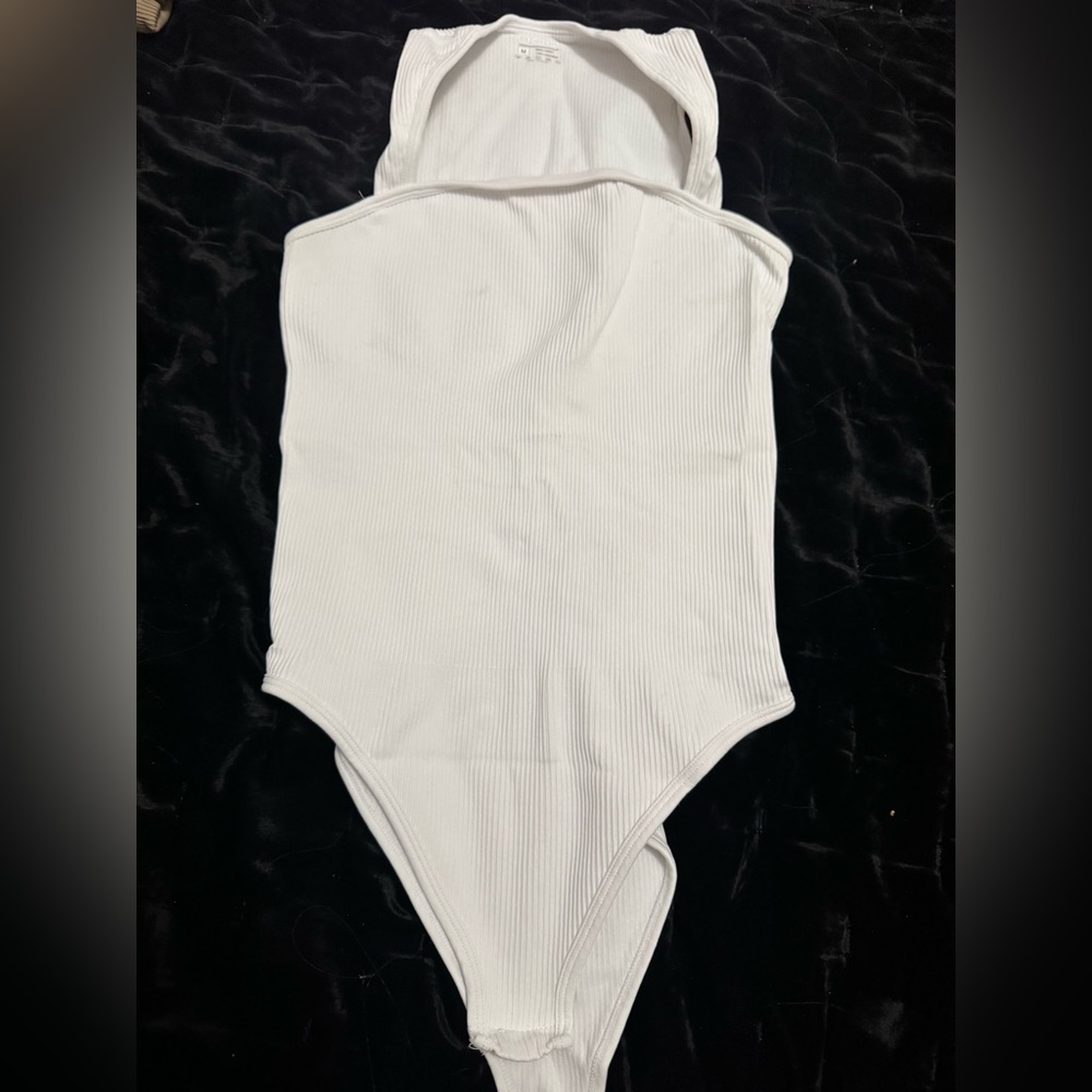 White Sleeveless Bodysuit with Hood